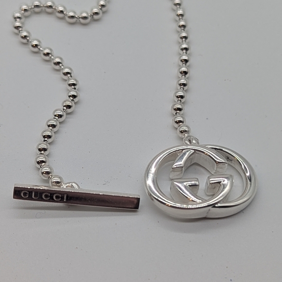 Gucci Sterling Silver Interlocking GG Pendant Necklace - Picture 1 of 6